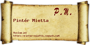Pintér Mietta névjegykártya